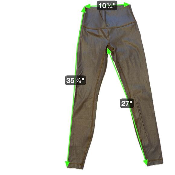 Lululemon High Rise Gold Metallic Leggings Size 4 Shiny Yoga Pants - Picture 7 of 7
